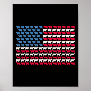 Poster Vache Drapeau Américain Génisse États-Unis 4 Juill