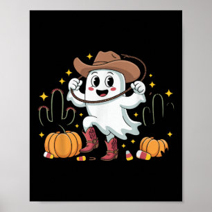 Poster Vache drôle d'Halloween de fantôme de cow-boy West