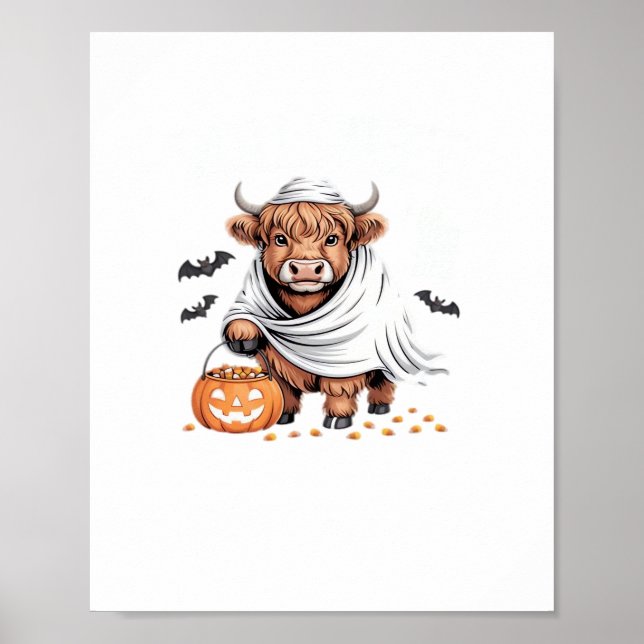 Poster Vache Drôle Halloween Amoureux des animaux Éffraya (Devant)