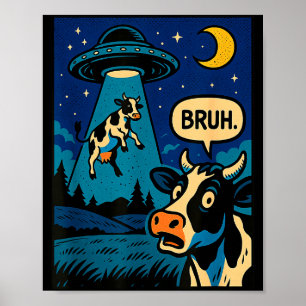 Poster Vache drôle Meme Ufo Alien Zoo Garçons Filles Enfa