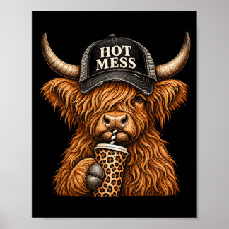 Poster Vache écossaise désordonnée drôle mignonne amoureu