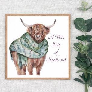 Poster Vache écossaise Highland à Tartan Plaid Animal Art