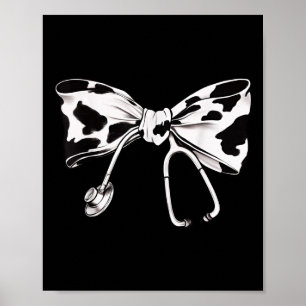 Poster Vache Imprimer Bow Et Stethoscope Infirmière Infir