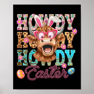 Poster Vache mignonne de Pâques Vache de Pâques Ouest lap