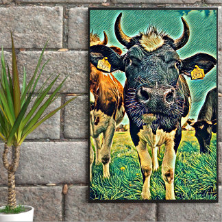 Poster Vache mignonne et drôle, abstraite