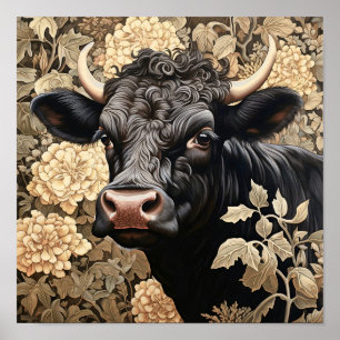 Poster Vache noire du jardin
