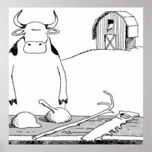 Poster Vache - Outils QG COLLÉ SUR BLANC TEE SEULEMENT