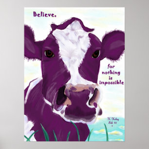 Poster Vache pourpre Contemplant Peut-Être Le Vol