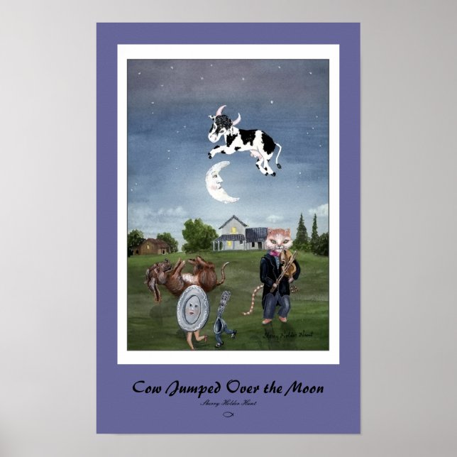 Poster Vache sautée au-dessus de la lune Imprimer - Custo (Devant)