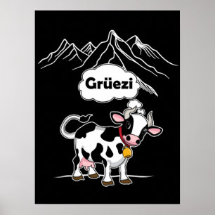 Poster Vache suisse - Grüezi - Suisse Voyage