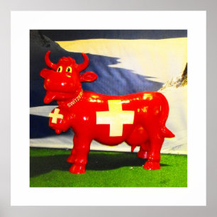 Poster vache suisse rouge