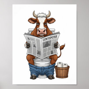 Poster Vache sur toilettes PNG, drôle d'animal de ferme