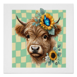 Poster Vache Tournesol Png, Vache Highland Mignonne