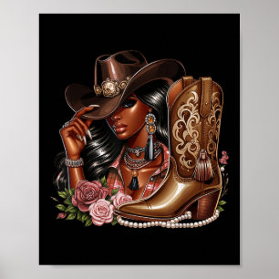 Poster Vachère occidentale de pays texan afro-américaine