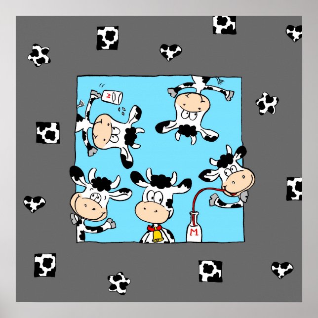 Poster Vaches buvant du lait (Devant)