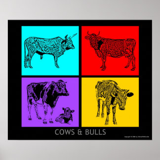 Poster Vaches colorées