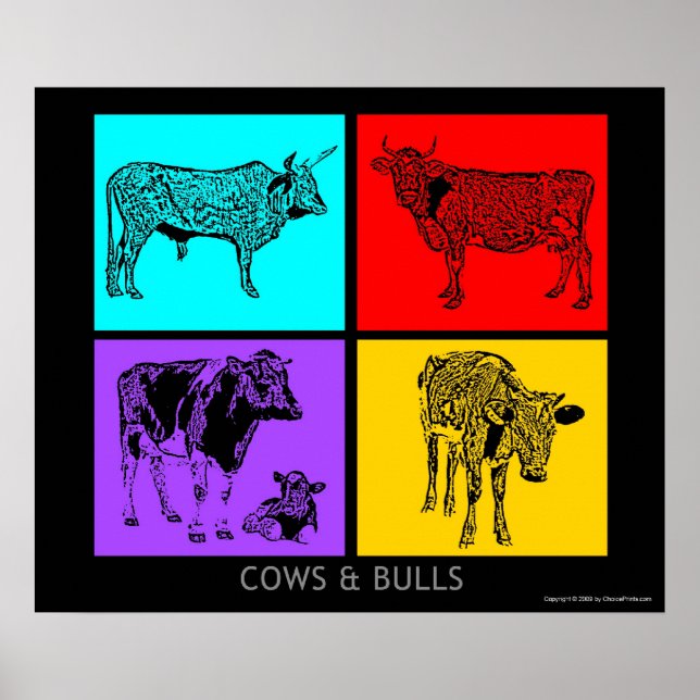 Poster Vaches colorées (Devant)