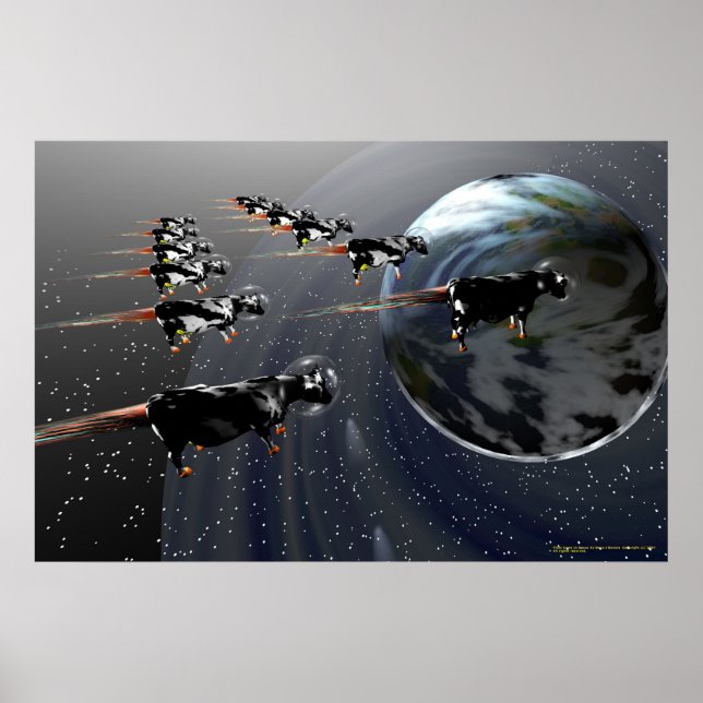 Poster Vaches dans l'espace (Devant)