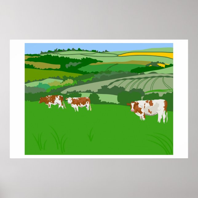 Poster Vaches de pâturage (Devant)