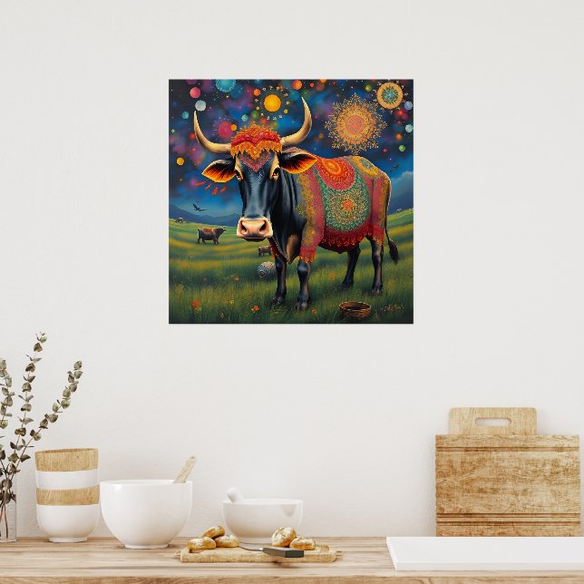 Poster Vaches saintes à Diwali déguisé (Cuisine)