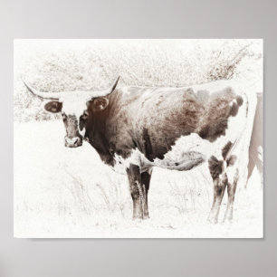 Poster vaches style vintage photo design sépia tons
