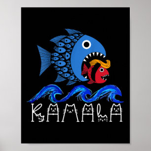 Poster Vague Bleue 2024 Gros Poissons Amusants Mangez Pet