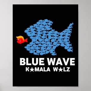 Poster Vague Bleue 2024 Gros Poissons Amusants Mangez Pet
