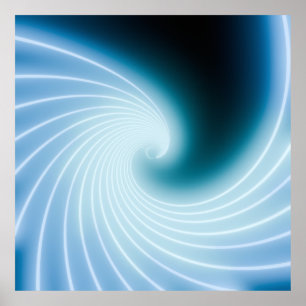 Poster Vague d'art en ligne néon bleu lumineux