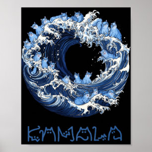 Poster Vague De Chats Bleus Pour Kama