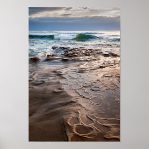 Poster Vague de rupture sur la plage, Californie