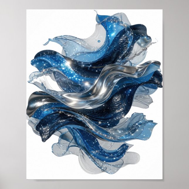 Poster Vague d'eau argentée accrocheuse (Devant)