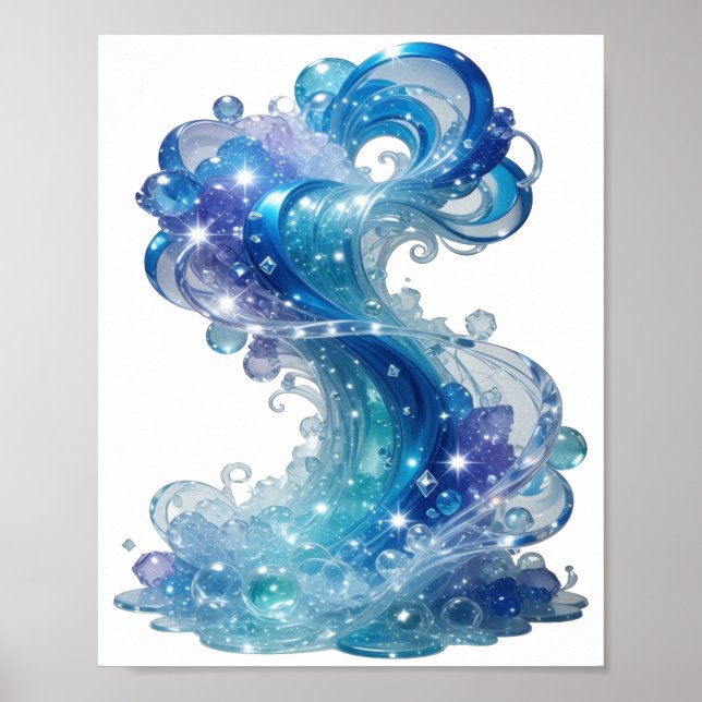 Poster Vague d'eau BLEU FROID (Devant)