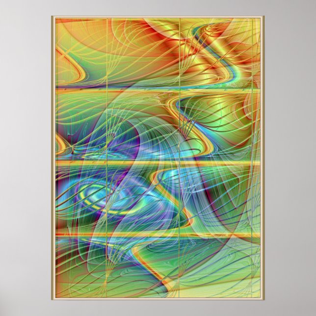 Poster Vague fractale dorée (Devant)