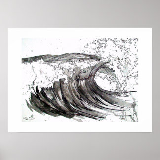Poster vague noire et blanche