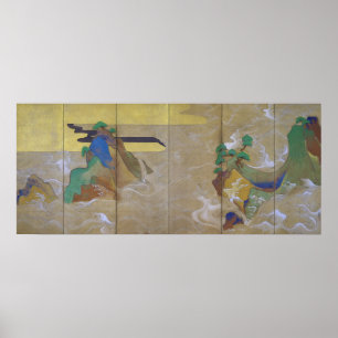 Poster Vagues à Matsushima (gauche), Tawaraya Sotatsu