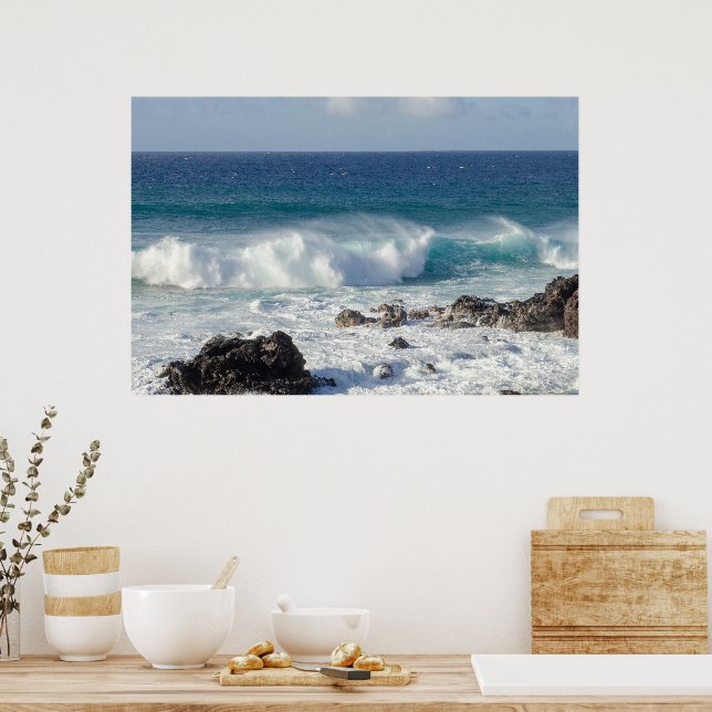 Poster Vagues À Maui, Hawaii Paysage Photographie (Cuisine)