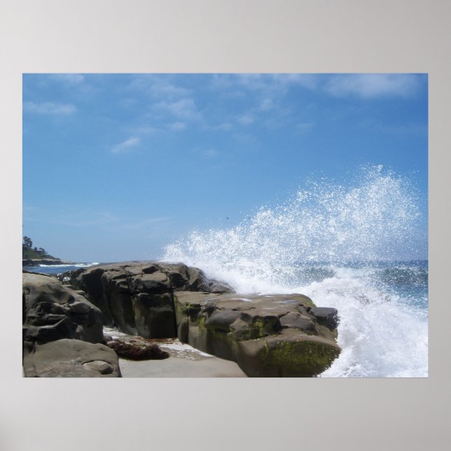 Poster Vagues à vent en mer (Devant)