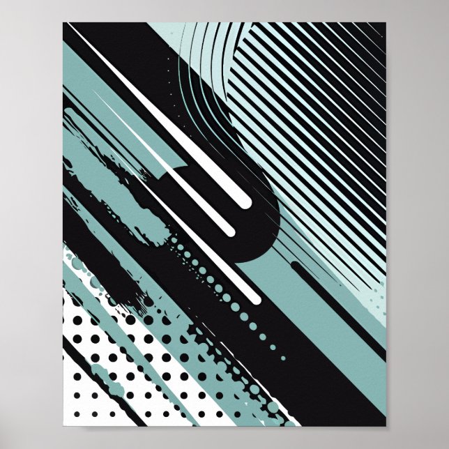 Poster Vagues Abstraites géométriques (Devant)