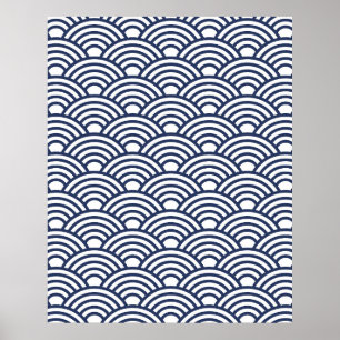 Poster Vagues anciennes de Seigaiha japonais