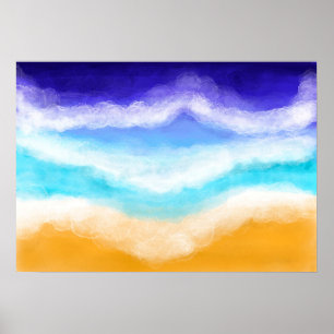 Poster Vagues bleues et Turquoises majestueuses sur le ri