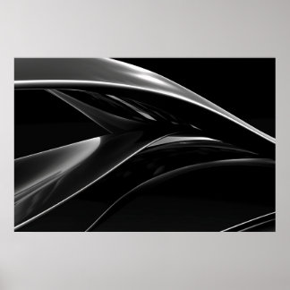 Poster Vagues dans Chrome abstrait noir & blanc photo