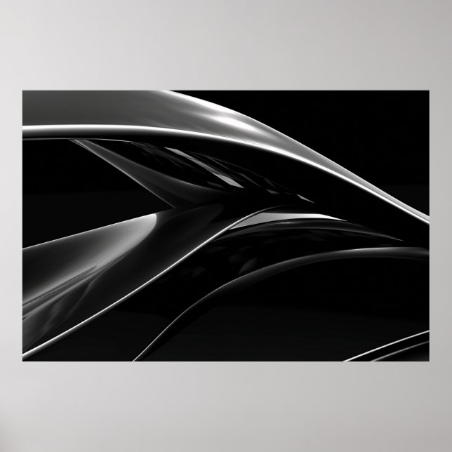 Poster Vagues dans Chrome abstrait noir & blanc photo (Devant)