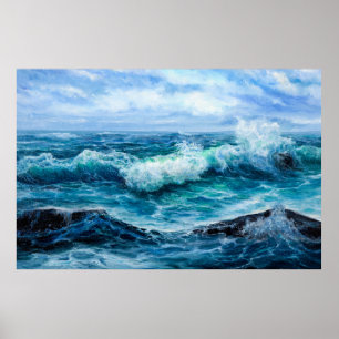 Poster Vagues dans l'océan. Impressionnisme moderne, mode