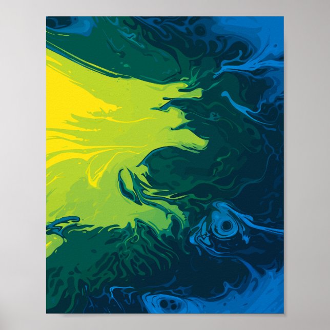Poster Vagues de couleur liquide abstraites (Devant)
