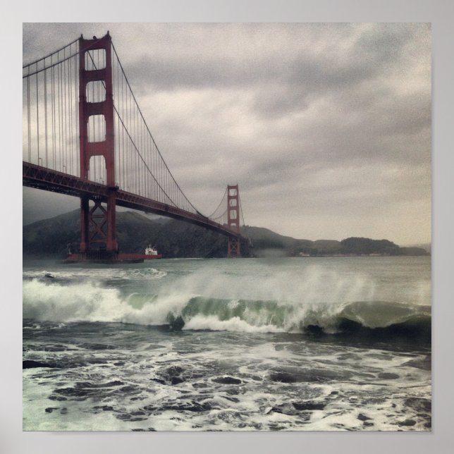 Poster Vagues de Golden Gate 12" x 12" (Devant)