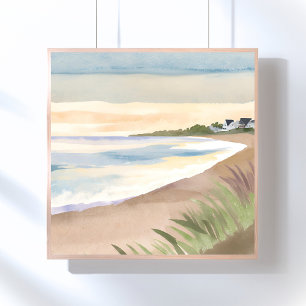 Poster Vagues de Plage   Océan Côtiers Aquarelle