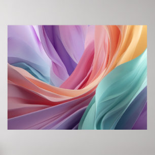 Poster Vagues de tissu pastel abstrait 