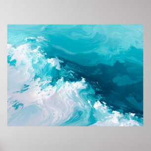 Poster Vagues de turquoise tourbillonnantes Art de vague 