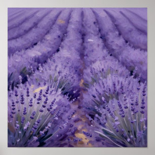 Poster Vagues de Violet : Une étude impressionniste du so