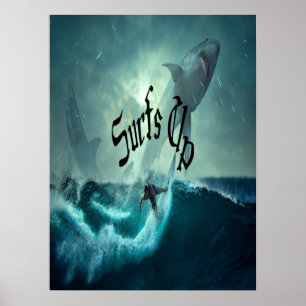 Poster Vagues des Californiens qui surfent